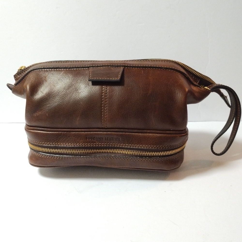 Tuscany Leather Jacob Leather Toiletries Bag, Brown TL142204